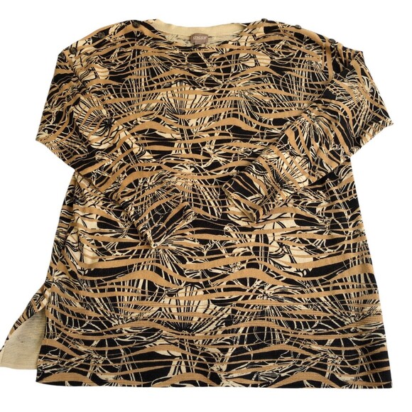 Chicos Travelers Tunic Top Slinky Knit Women’s Size L or 2 Brown Printed - Picture 7 of 11